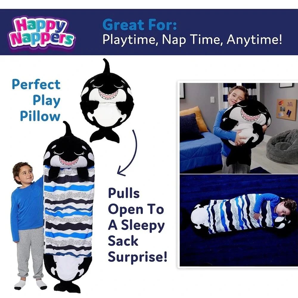 Happy Nappers Ozzy the Shark Medium 54x20 Sleepy Sack 2-in-1 Pillow Sleeping Bag
